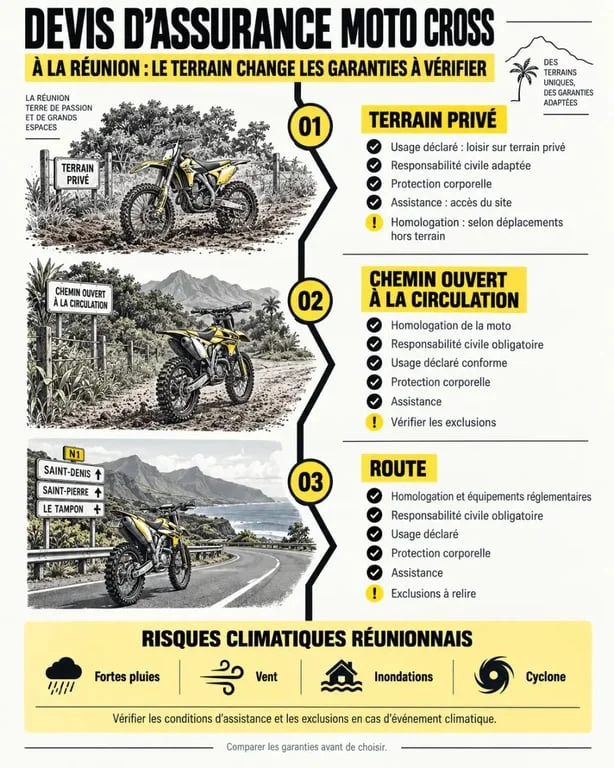 Devis assurance moto cross réunion : garanties et usages à vérifier selon le terrain